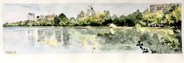 Peinture intitulée "Le réservoir de Cen…" par Kija, Œuvre d'art originale, Aquarelle