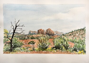 Painting titled "Sedona, Arizona" by Kija, Original Artwork, Watercolor