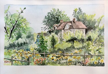 绘画 标题为“La maison du jardin” 由Kija, 原创艺术品, 水彩