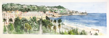 Painting titled "Jardin Albert 1er à…" by Kija, Original Artwork, Watercolor