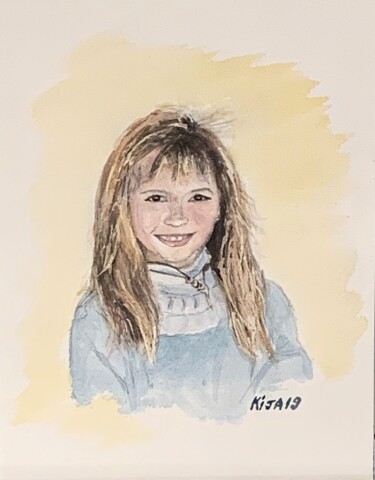 Pintura intitulada "Le beau sourire" por Kija, Obras de arte originais, Aquarela