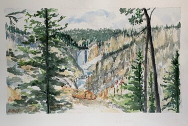 Peinture intitulée "Lower Falls, parc d…" par Kija, Œuvre d'art originale, Aquarelle