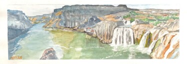 Ζωγραφική με τίτλο "Les Shoshone falls,…" από Kija, Αυθεντικά έργα τέχνης, Ακουαρέλα