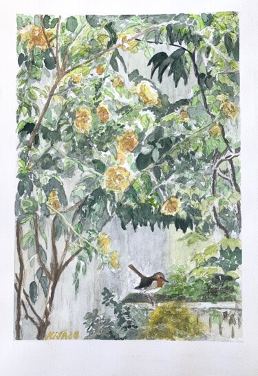 Malarstwo zatytułowany „Les oiseaux sont re…” autorstwa Kija, Oryginalna praca, Akwarela