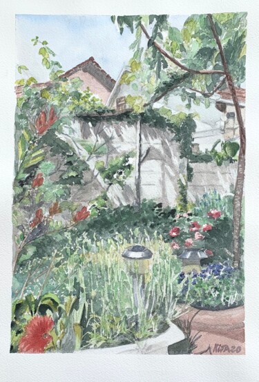 Peinture intitulée "Le petit jardin" par Kija, Œuvre d'art originale, Aquarelle