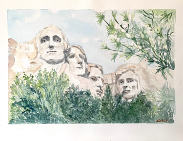 Peinture intitulée "Les Présidents du M…" par Kija, Œuvre d'art originale, Aquarelle