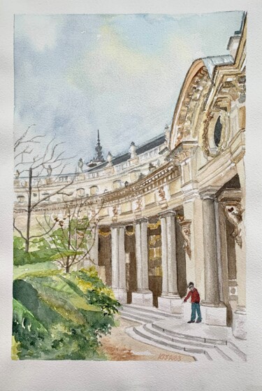 Painting titled "Le Petit Palais, cô…" by Kija, Original Artwork, Watercolor