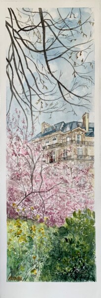 Malerei mit dem Titel "Le printemps arrive…" von Kija, Original-Kunstwerk, Aquarell