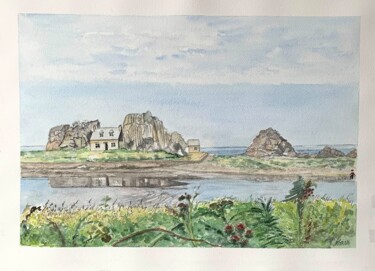 Painting titled "Castel Meur, Plougr…" by Kija, Original Artwork, Watercolor