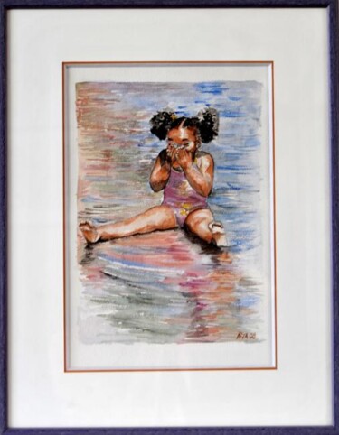 Peinture intitulée "petite fille dans l…" par Kija, Œuvre d'art originale, Aquarelle