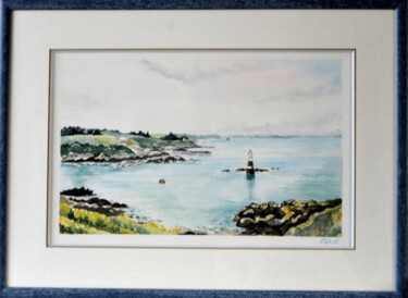 Painting titled "le Phare de Dahouët" by Kija, Original Artwork, Watercolor