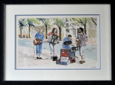 Peinture intitulée "Music in Portland,…" par Kija, Œuvre d'art originale, Aquarelle