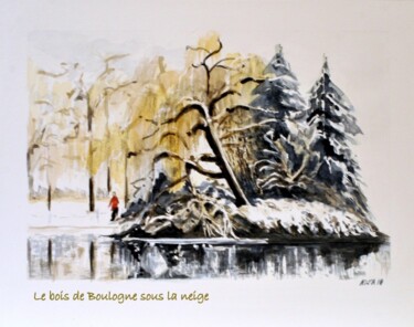 Painting titled "le Bois de Boulogne…" by Kija, Original Artwork, Watercolor