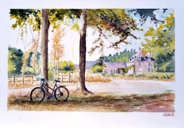 Картина под названием "le vélo" - Kija, Подлинное произведение искусства, Акварель