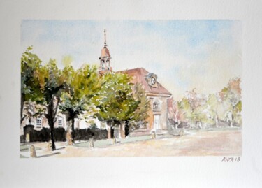 Painting titled "la chapelle" by Kija, Original Artwork, Watercolor