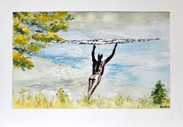 Peinture intitulée "Icare -au Tennessee" par Kija, Œuvre d'art originale, Aquarelle