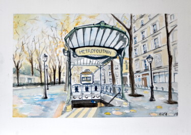 Peinture intitulée "Station de métro Ab…" par Kija, Œuvre d'art originale, Aquarelle