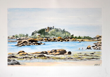 Painting titled "le chateau-de-costa…" by Kija, Original Artwork, Watercolor