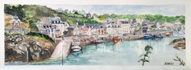Le port de Dahouët Peinture intitulée "Le port de Dahouët" par Kija, Œuvre d'art originale, Aquarelle