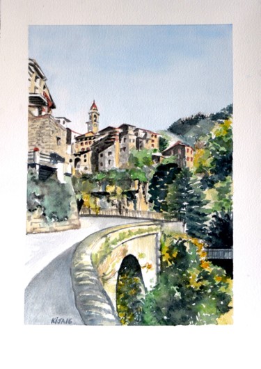 Arrivée à Lucéram 36x51 cm ©2017 par Kija