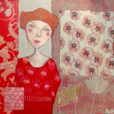 Pintura titulada "La robe rouge" por Christelle Mévellec (Mé-Mo), Obra de arte original, Acrílico Montado en Bastidor de cam…