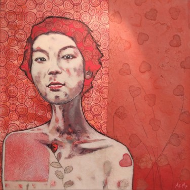 Painting titled "tatouée" by Christelle Mévellec (Mé-Mo), Original Artwork, Acrylic Mounted on Wood Stretcher frame