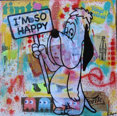 Peinture intitulée "I AM SO HAPPY" par Kikayou, Œuvre d'art originale, Acrylique Monté sur Châssis en bois