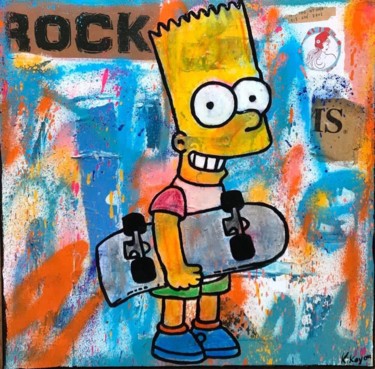 Peinture intitulée "BART attends le 11…" par Kikayou, Œuvre d'art originale, Acrylique Monté sur Châssis en bois