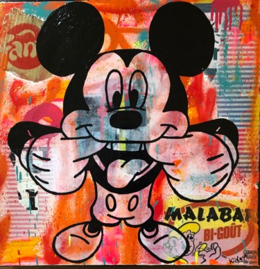 Peinture intitulée "MICKEY CHEESE" par Kikayou, Œuvre d'art originale, Acrylique Monté sur Châssis en bois