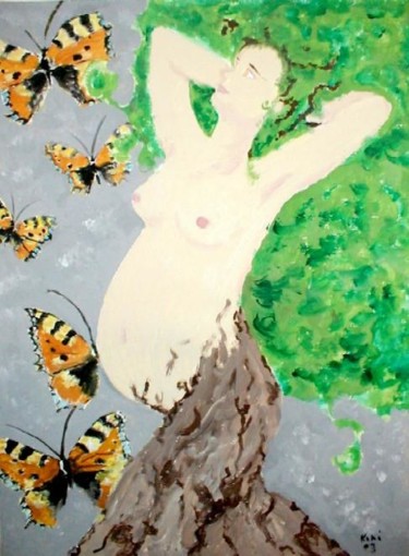 Painting titled "Mother of Earth" by Kiki Poppies, Original Artwork, Oil