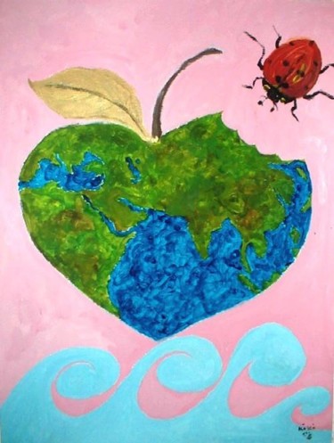 Painting titled "Earth's Bite" by Kiki Poppies, Original Artwork, Oil