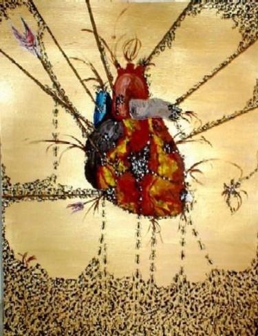 Painting titled "Love Hurts" by Kiki Poppies, Original Artwork, Oil