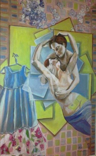 Painting titled "COUPLE IN FRAME" by Kiki Papadatou, Original Artwork