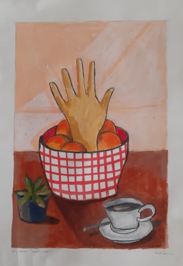 Desenho intitulada "Vaso mão" por Kilma Coutinho, Obras de arte originais, Pastel