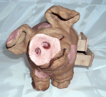 Artcraft titled "Dreamy pig" by Ievaceramics, Original Artwork