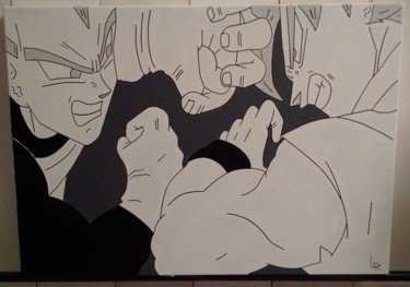 Peinture intitulée "DBZ Son Goku contre…" par Lr, Œuvre d'art originale, Acrylique