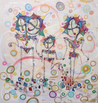 Painting titled "Family Time by Kim…" by Kim Dean, Original Artwork, Acrylic