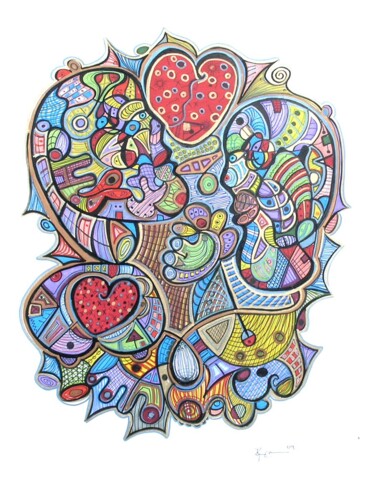 Drawing titled "Chemistry Of Love -" by Kim Dean, Original Artwork, Ink