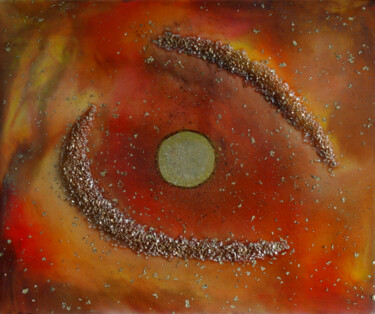 Schilderij getiteld "Celestial" door Kim Hannah, Origineel Kunstwerk, pigmenten Gemonteerd op Houten paneel