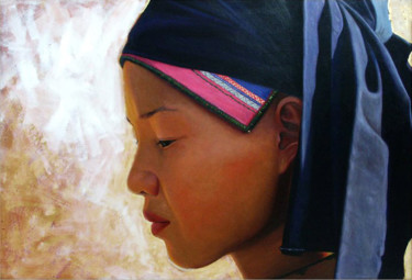 Painting titled "Young girl from Sap…" by Cau Vong Art Studio, Original Artwork, Oil