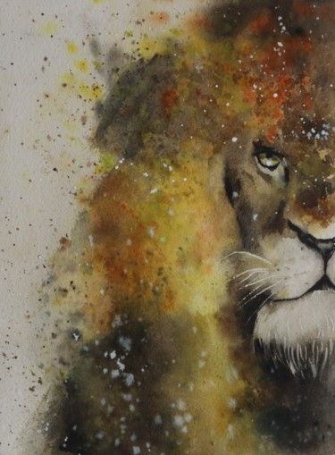 Peinture intitulée ""Comme un lion en c…" par Hadhami Petitfils, Œuvre d'art originale, Aquarelle