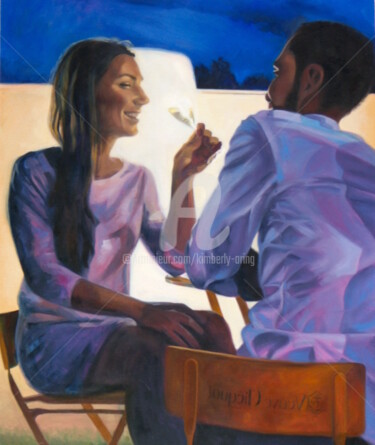 Painting titled "Toasting Love" by Kimberly Aring, Original Artwork, Oil