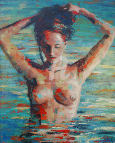Schilderij getiteld "No Swimsuit Required" door Kimberly Aring, Origineel Kunstwerk, Acryl