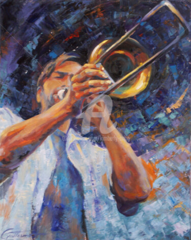 Painting titled "Moment of Sound- Bl…" by Kimberly Aring, Original Artwork, Oil