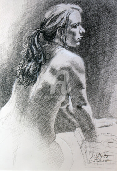 Drawing titled "Wishing" by Kimberly Aring, Original Artwork, Charcoal