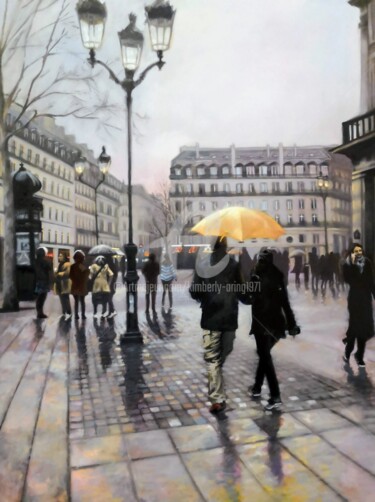 Картина под названием "Lovely Rainy Day in…" - Kimberly Aring, Подлинное произведение искусства, Масло