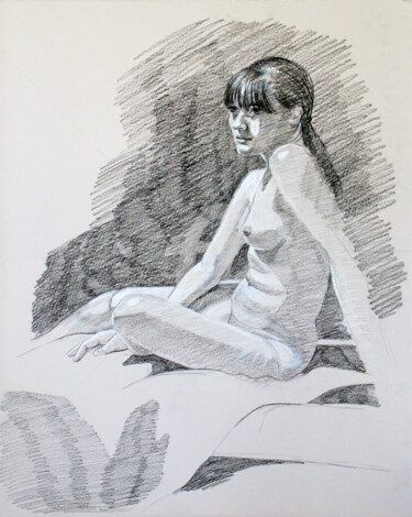 Рисунок под названием "bw-755" - Kimberly Aring, Подлинное произведение искусства, Древесный уголь