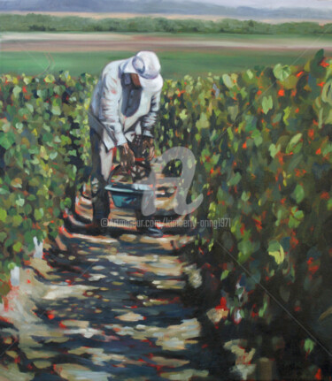Painting titled "Champagne Gerald Af…" by Kimberly Aring, Original Artwork, Oil