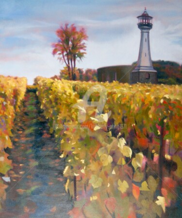 Peinture intitulée "Champagne's Phare" par Kimberly Aring, Œuvre d'art originale, Huile