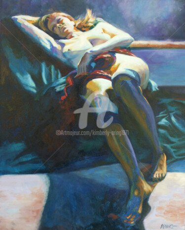 Painting titled "Waiting" by Kimberly Aring, Original Artwork, Oil